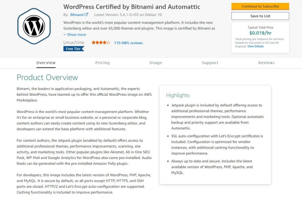 Bitnami WordPress Image AWS